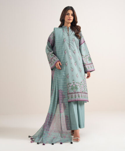 Grey Zari Lawn Unstitched Ensemble - View 1