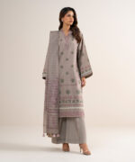 Beige Zari Lawn Unstitched Ensemble - View 3