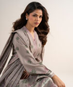 Beige Zari Lawn Unstitched Ensemble - View 1