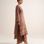 Brown Cotton Jacquard Unstitched Ensemble - View 1
