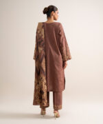 Brown Cotton Jacquard Unstitched Ensemble - View 5