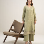 Green Viscose Raw Silk Suit - View 1