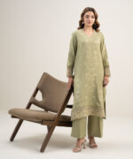 Green Viscose Raw Silk Suit - View 1