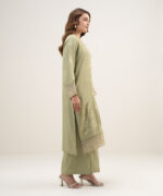 Green Viscose Raw Silk Suit - View 3
