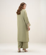 Green Viscose Raw Silk Suit - View 2