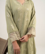 Green Viscose Raw Silk Suit - View 4