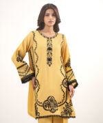 Mustard Viscose Raw Silk Suit - View 3