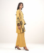 Mustard Viscose Raw Silk Suit - View 4