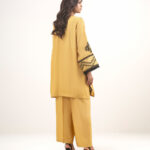 Mustard Viscose Raw Silk Suit - View 1