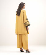 Mustard Viscose Raw Silk Suit - View 1
