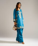 Blue Dobby Straight Suit - View 2