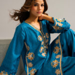 Blue Dobby Straight Suit - View 1