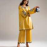 Beige Dobby Straight Suit - View 1