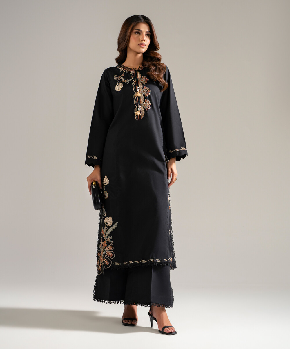 Black Lawn Straight Suit - View 1 Black Lawn Straight Suit - View 1