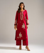 Maroon Lawn Straight Suit - View 4
