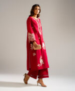 Maroon Lawn Straight Suit - View 2
