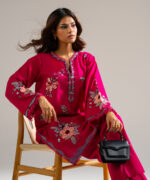 Pink Lawn Straight Suit - View 4