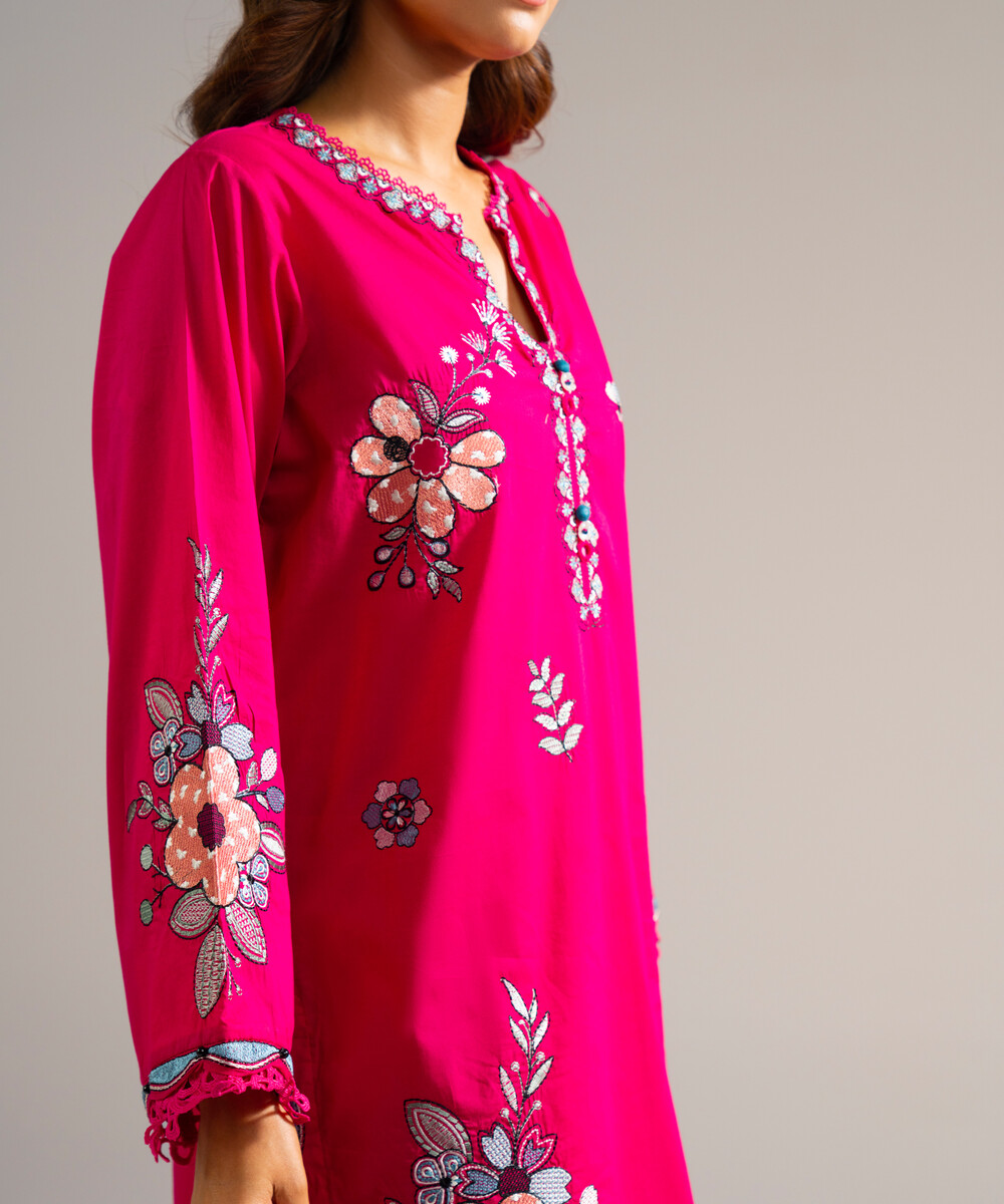 Pink Lawn Straight Suit - View 1 Pink Lawn Straight Suit - View 1