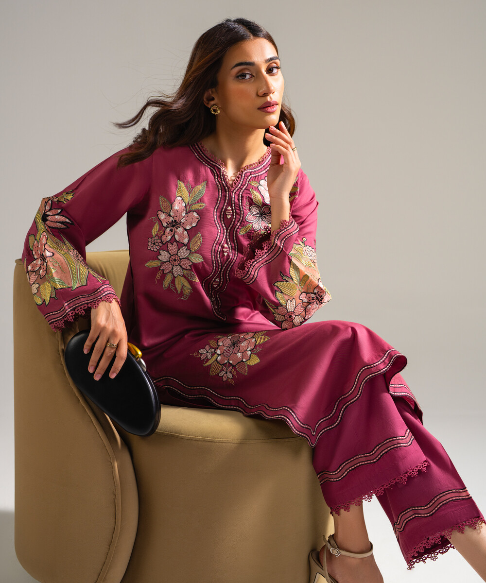 Mauve Lawn Straight Suit - View 1 Mauve Lawn Straight Suit - View 1