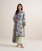 Off White And Purple Lawn Unstitched Ensemble - View 5