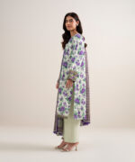 Off White And Purple Lawn Unstitched Ensemble - View 2