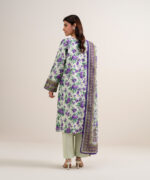 Off White And Purple Lawn Unstitched Ensemble - View 4