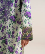 Off White And Purple Lawn Unstitched Ensemble - View 3
