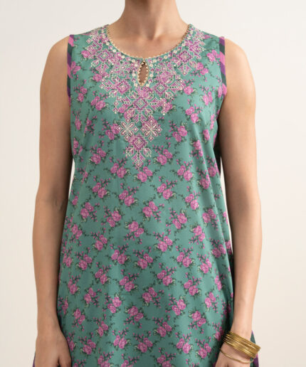 Emerland Green Lawn Unstitched Ensemble - View 1