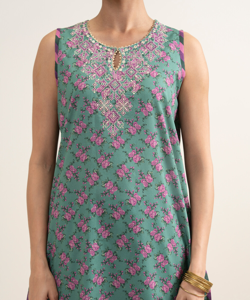 Emerland Green Lawn Unstitched Ensemble - View 1 Emerland Green Lawn Unstitched Ensemble - View 1