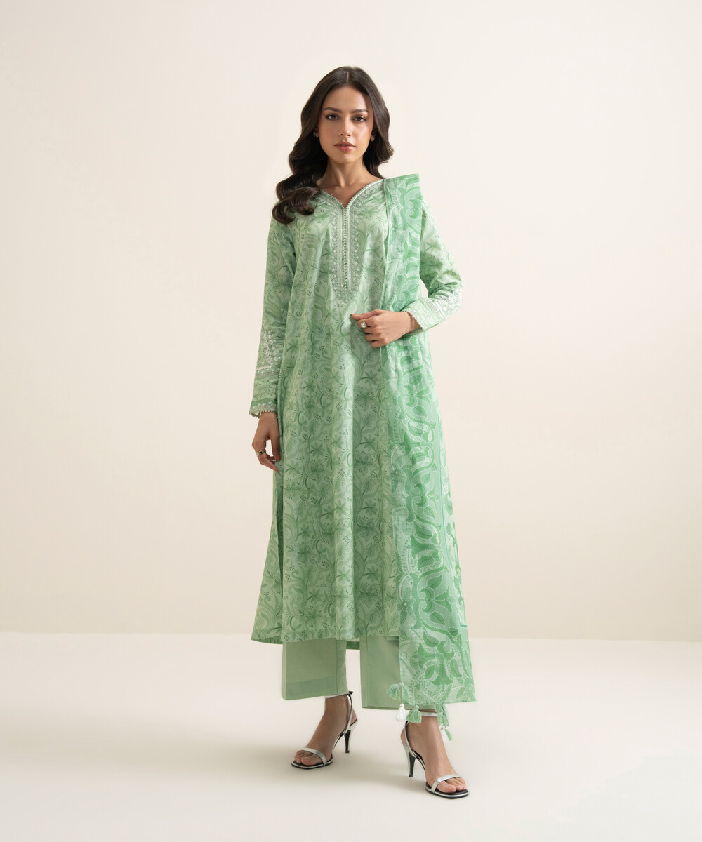Mint Lawn Unstitched Ensemble - View 1 Mint Lawn Unstitched Ensemble - View 1