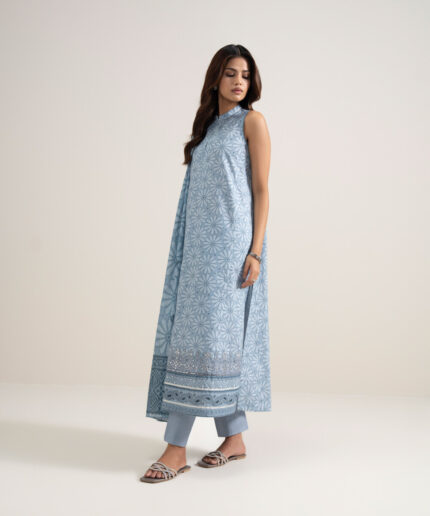 Ice Blue Lawn Unstitched Ensemble - View 2