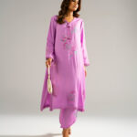 Lilac Raw Silk Straight Suit - View 1