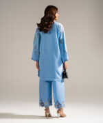 Blue Raw Silk Straight Suit - View 2