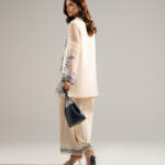 Off White Organza Straight Suit - View 1