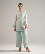 Green Organza Straight Suit - View 5