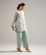 Green Organza Straight Suit - View 1