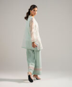 Green Organza Straight Suit - View 2