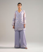 Lilac Organza Straight Suit - View 2