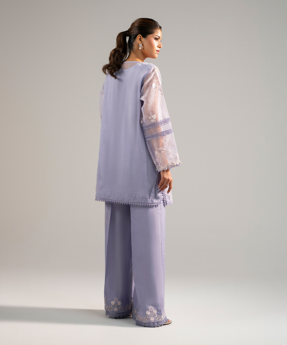 Lilac Organza Straight Suit - View 1 Lilac Organza Straight Suit - View 1