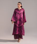 Purple Blended Satin A-Line Suit - View 4