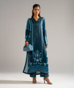 Green Blended Satin A-Line Suit - View 3