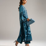 Green Blended Satin A-Line Suit - View 1