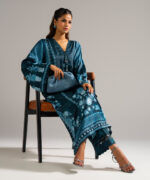 Green Blended Satin A-Line Suit - View 5