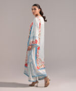 Blue Blended Satin A-Line Suit - View 3