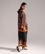 Black Blended Satin Shirt Suit - View 4