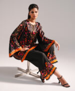 Black Blended Satin Shirt Suit - View 3