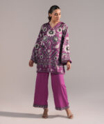Purple Blended Satin Straight Suit - View 2