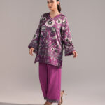 Purple Blended Satin Straight Suit - View 1