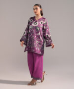 Purple Blended Satin Straight Suit - View 1