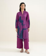 Ladies Printed 2 Piece Purple A-Line Suit - View 4